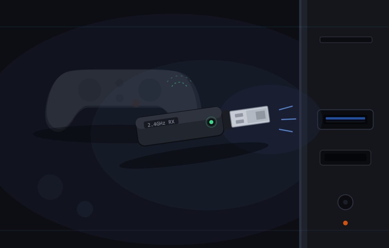 2.4GHz vs Bluetooth controller connection compared using a dedicated USB receiver