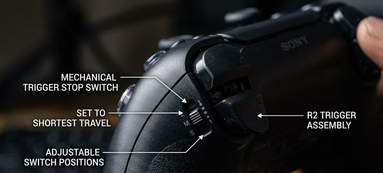Aim accuracy controller improvement using adjustable trigger stops set short