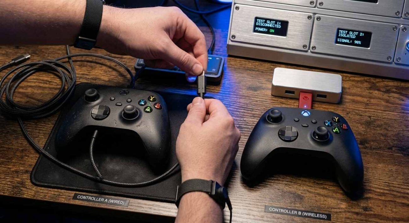 Controller input lag causes isolated by swapping between two controllers