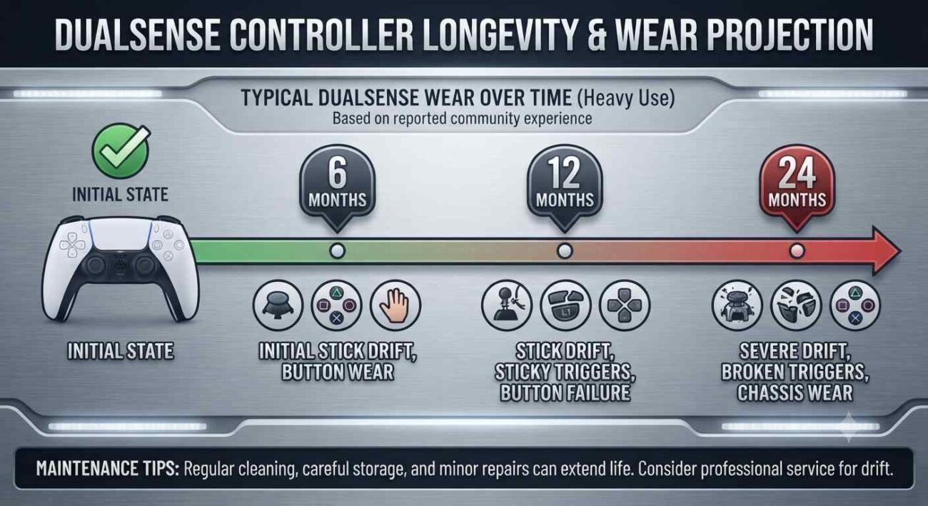 Controller lifespan milestones tracked across a realistic repair timeline