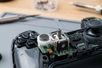 Hall effect sticks compared against traditional potentiometer sticks inside a controller